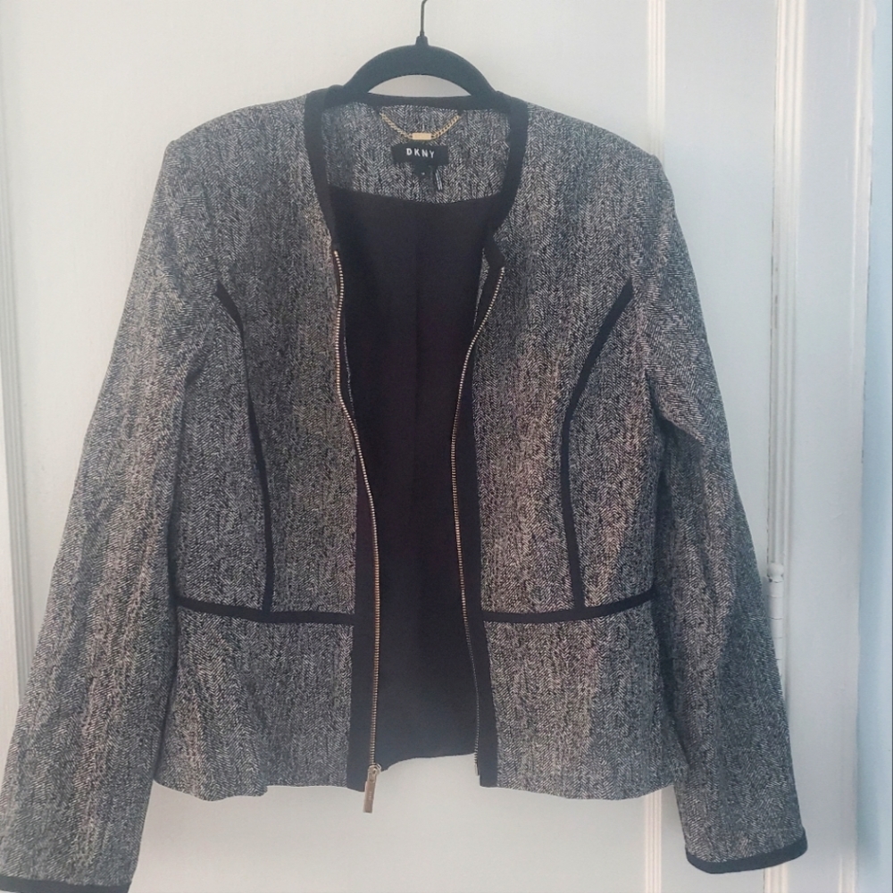 DKNY peplum zip up blazer